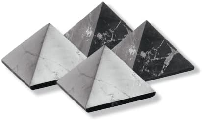 קרליאנסטרס שונגיט פירמידות אבן סיטונאיות של 4 יח '. - 1,6 אינץ '| אבן מוצקה מלוטשת ולא מלוטשת | מדיטציה,